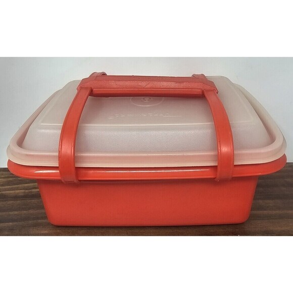 Tupperware Other - Tupperware Pack N Carry Lunch Box Set Vintage Paprika Red #1254-3